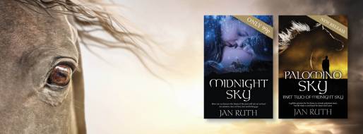 Jan Ruth Banner Midnight and Palomino Sky